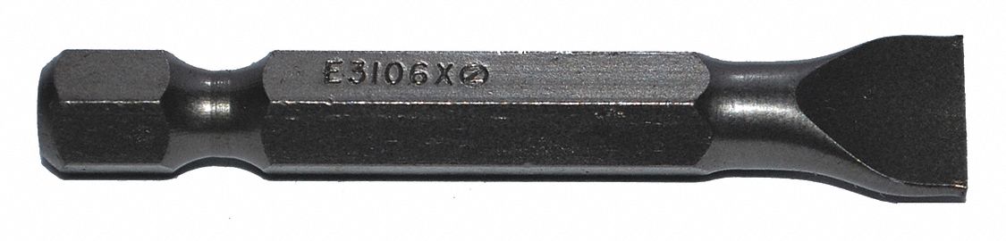 Power Bit: Power Bit, Slotted Head, Imperial, 12F-14R Bit Industry Size, Std, Hex, 5 PK