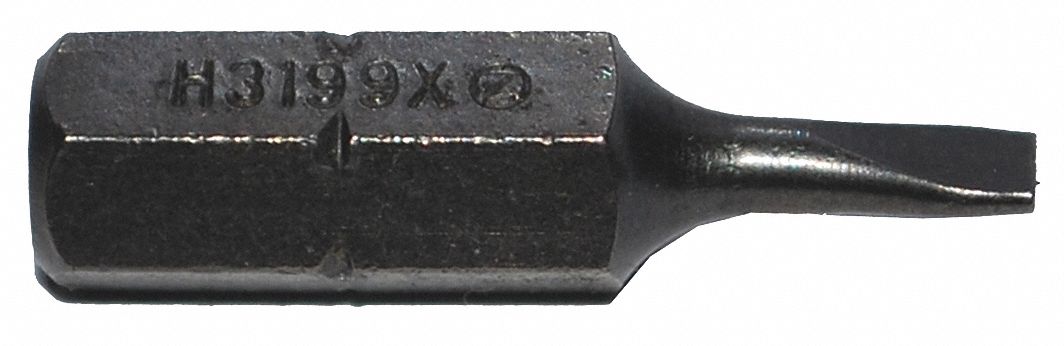 Insert Bit: Insert Bit, Slotted Head, Imperial, 2F-3R Bit Industry Size, Std, Hex, 5 PK