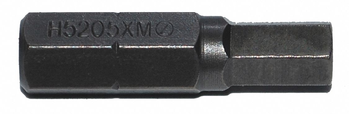 Insert Bit: Insert Bit, Metric, Hex Head, 5 mm Bit Industry Size, Std, 1 in Overall Lg, 5 PK