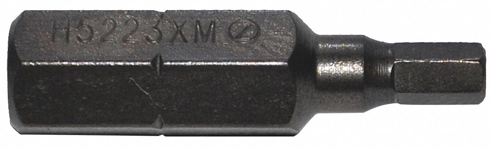 Insert Bit: Insert Bit, Metric, Hex Head, 3 mm Bit Industry Size, Std, 1 in Overall Lg, 5 PK