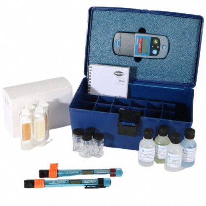 AQUAPHOENIX Water Quality Test Kit: Conductivity/pH/Salinity/Temp/Total Chlorine, 75 Tests (MPN CWTK500). Key specifications — Includes: PT2 (pH/Temperature); Test Parameters: Total Chlorine.