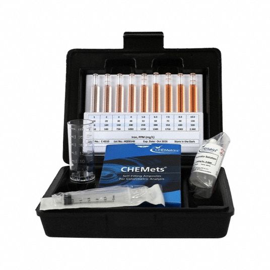 CHEMETRICS, Iron, 10 to 100 ppm, Water Quality Test Kit - 410ZT9|K ...