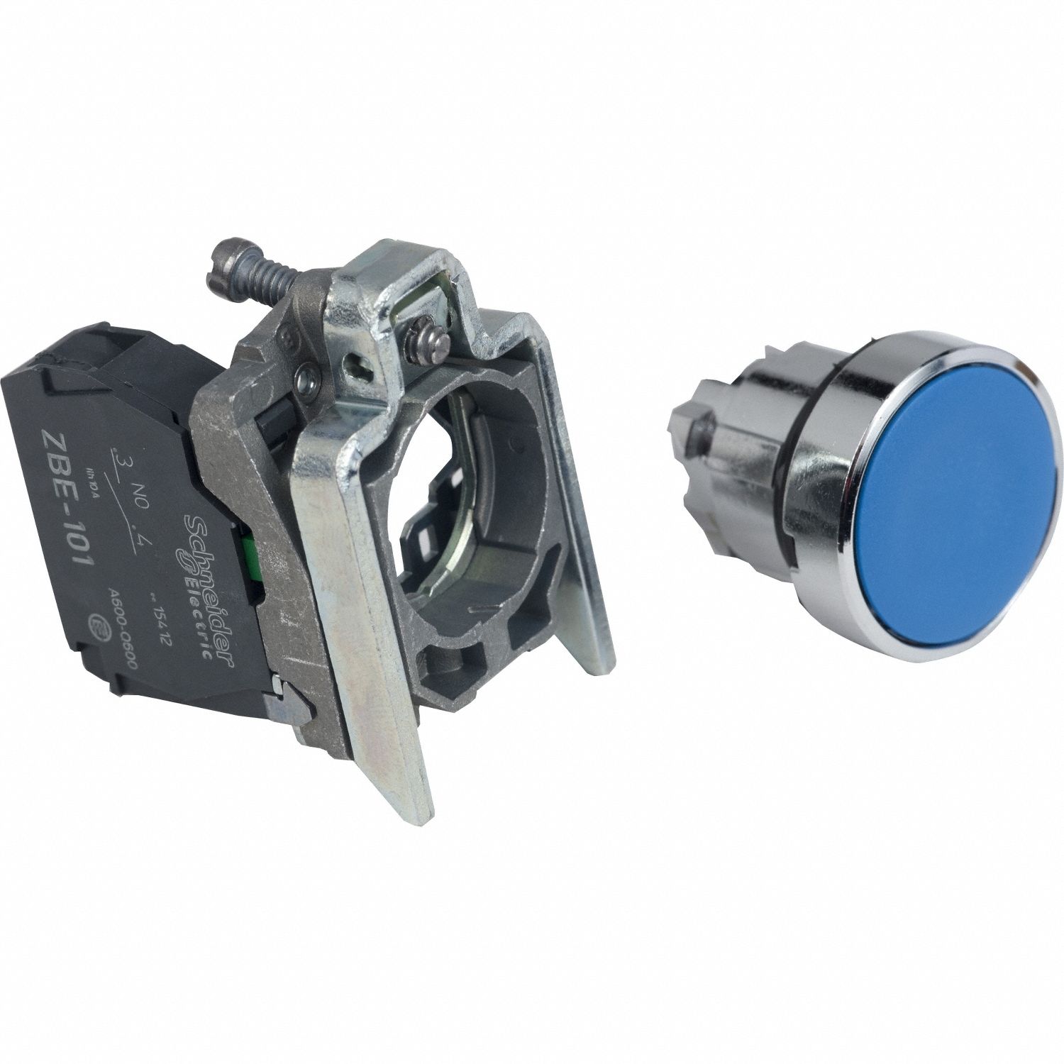 BOUTON-POUSSOIR NON LUMINEUX, MÉTAL, 22 MM, BLEU