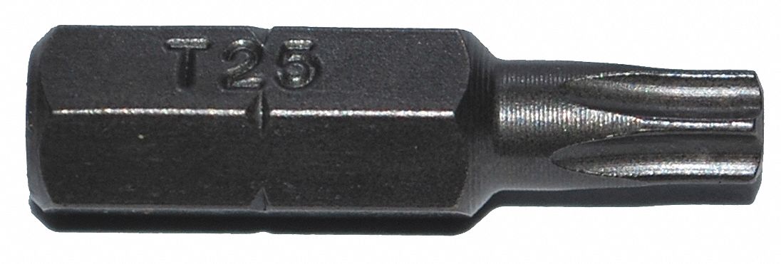 Insert Bit: Insert Bit, T25 Bit Size, Imperial, Torx® Head, T25 Bit Industry Size, Std, 5 PK