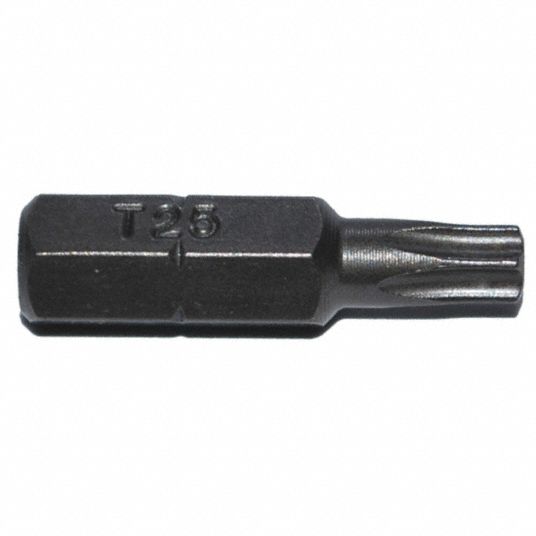 ZEPHYR Insert Bit: T25 Fastening Tool Tip Size, 1 in Overall Bit Lg, 1/4 in  Hex Shank Size, 5 PK