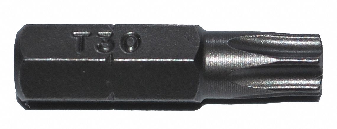 Insert Bit: Insert Bit, T30 Bit Size, Imperial, Torx® Head, T30 Bit Industry Size, 250 PK