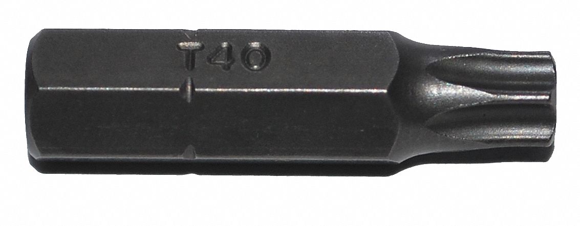 Insert Bit: Insert Bit, T40 Bit Size, Imperial, Torx® Head, T40 Bit Industry Size, Std, 5 PK