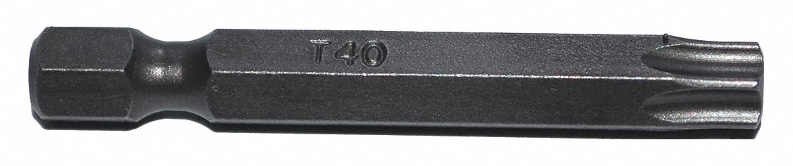 Power Bit: Power Bit, T40 Bit Size, Imperial, Torx® Head, T40 Bit Industry Size, Std, 5 PK