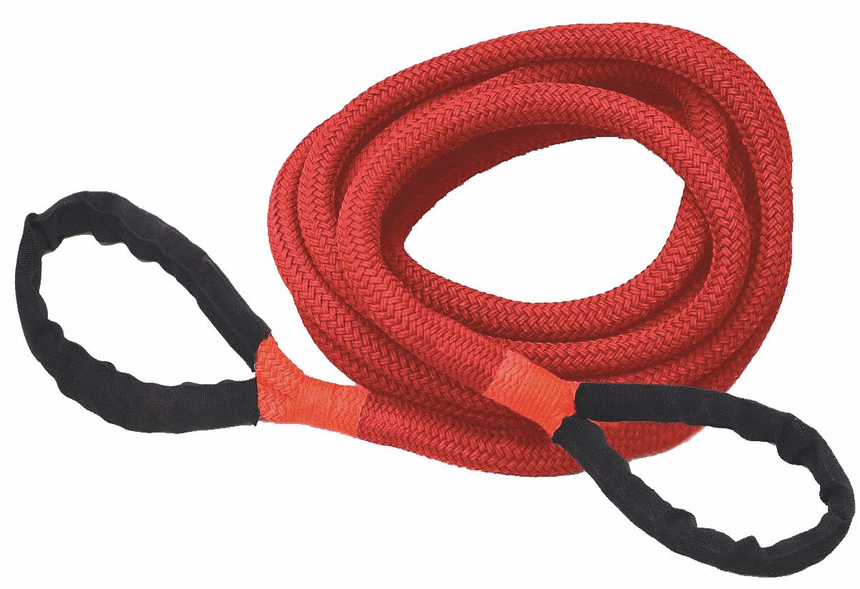 Kinetic Energy Recovery Rope: 20 ft Lg, 1/2 in Dia, Loop, Red