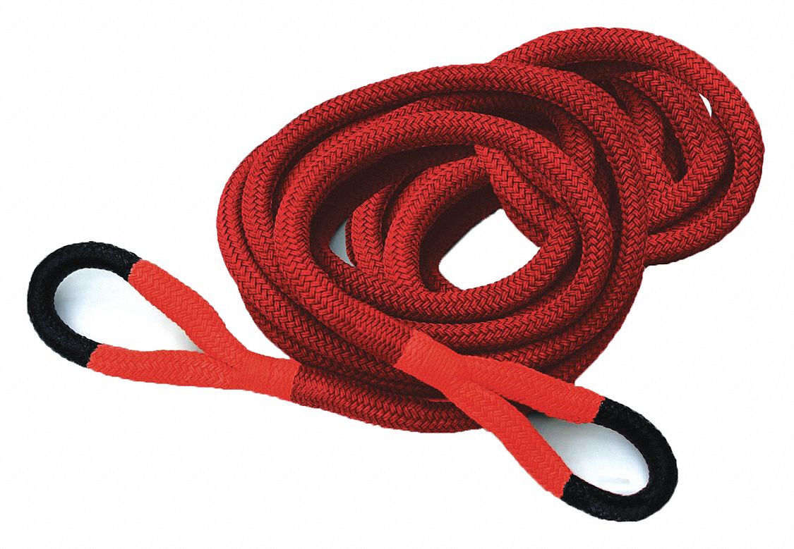 Kinetic Energy Recovery Rope: 30 ft Lg, 1 1/2 in Dia, Loop, Red