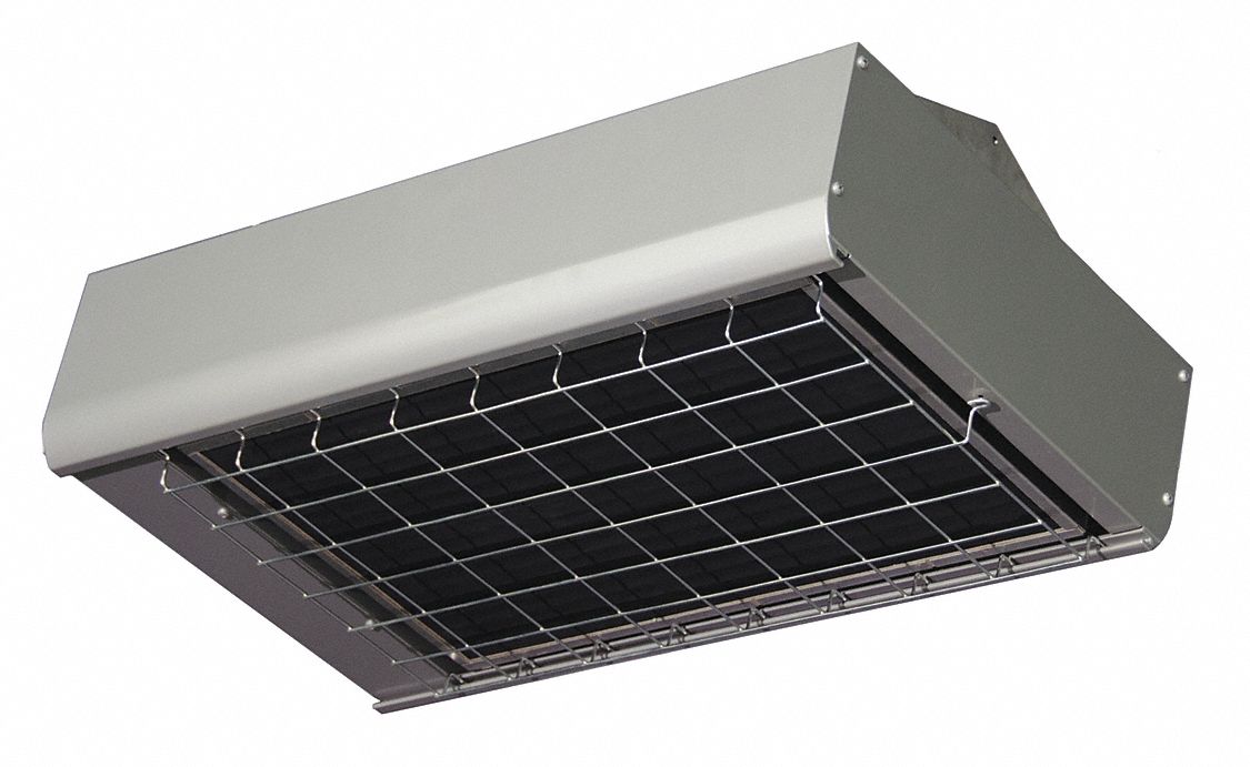 Electric Infrared Heater: 4300W Watt Output, 208V AC, 1 or 3 Phase, Hardwired, Aluminum