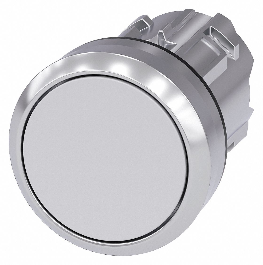 Flush Push Button: White, 22 mm Mounting Size, Metallic, Maintained