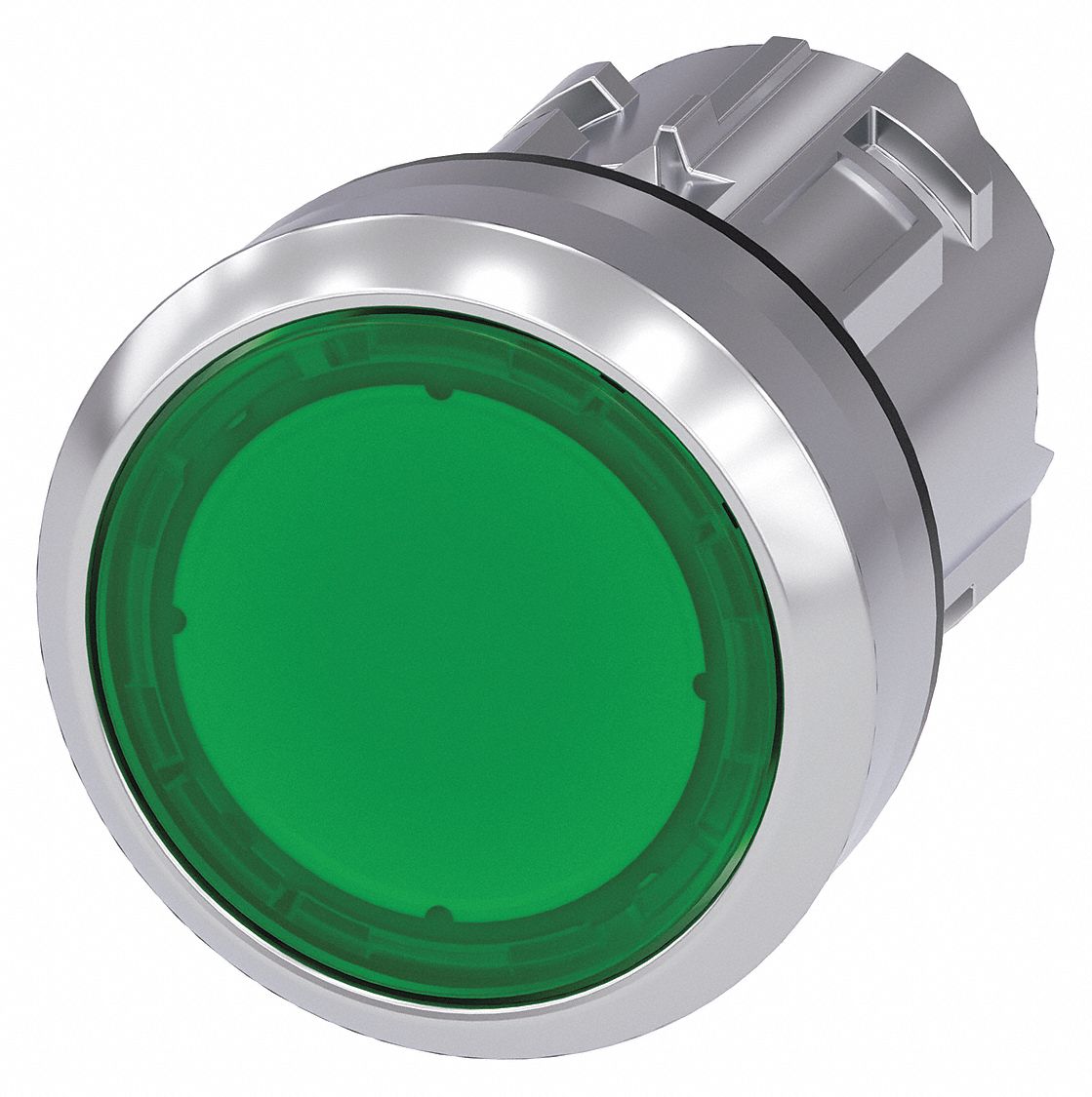 Flush Push Button: Green, 22 mm Mounting Size, Metallic, Maintained