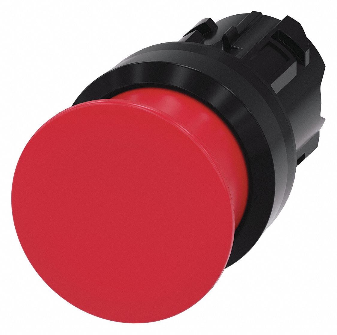 Mushroom Head Push Button: Red, 22 mm Mounting Size, Non-Metallic, Momentary