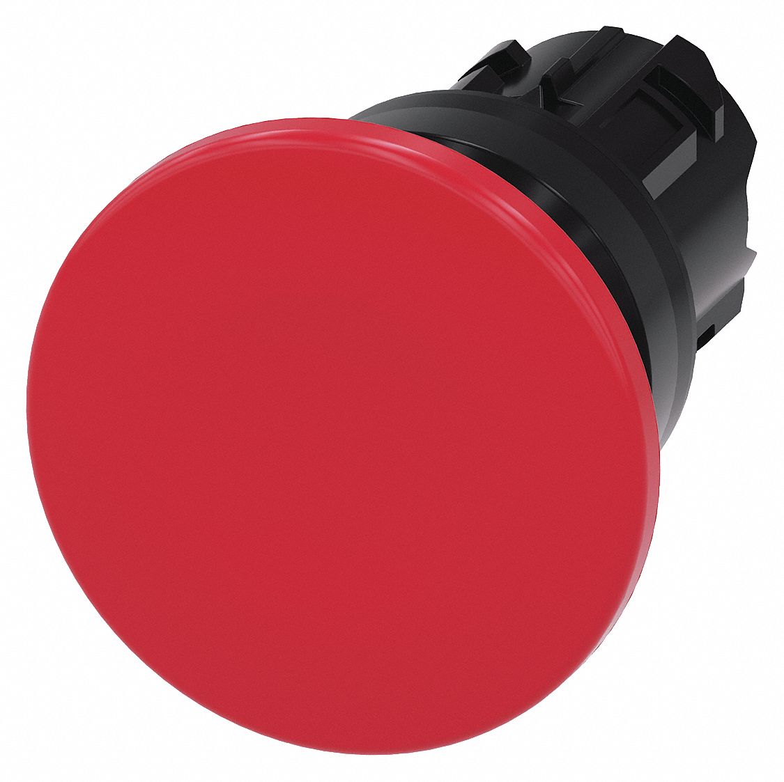 Mushroom Head Push Button: Red, 22 mm Mounting Size, Non-Metallic, Momentary