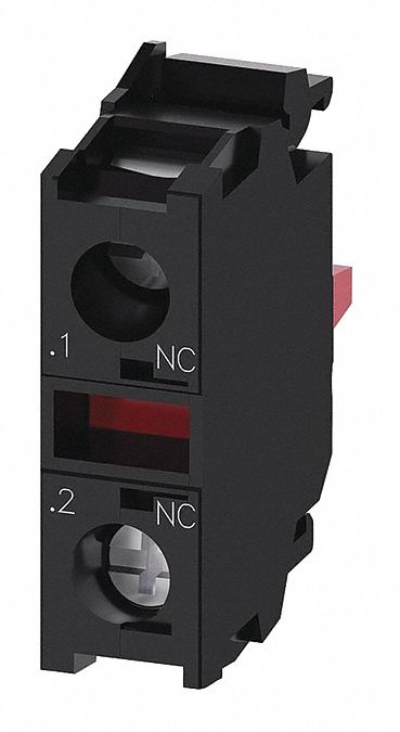 Contact Block: 22 mm Panel Mounting Size, 1NC, Momentary, 3SU1 Series, Screw Terminals