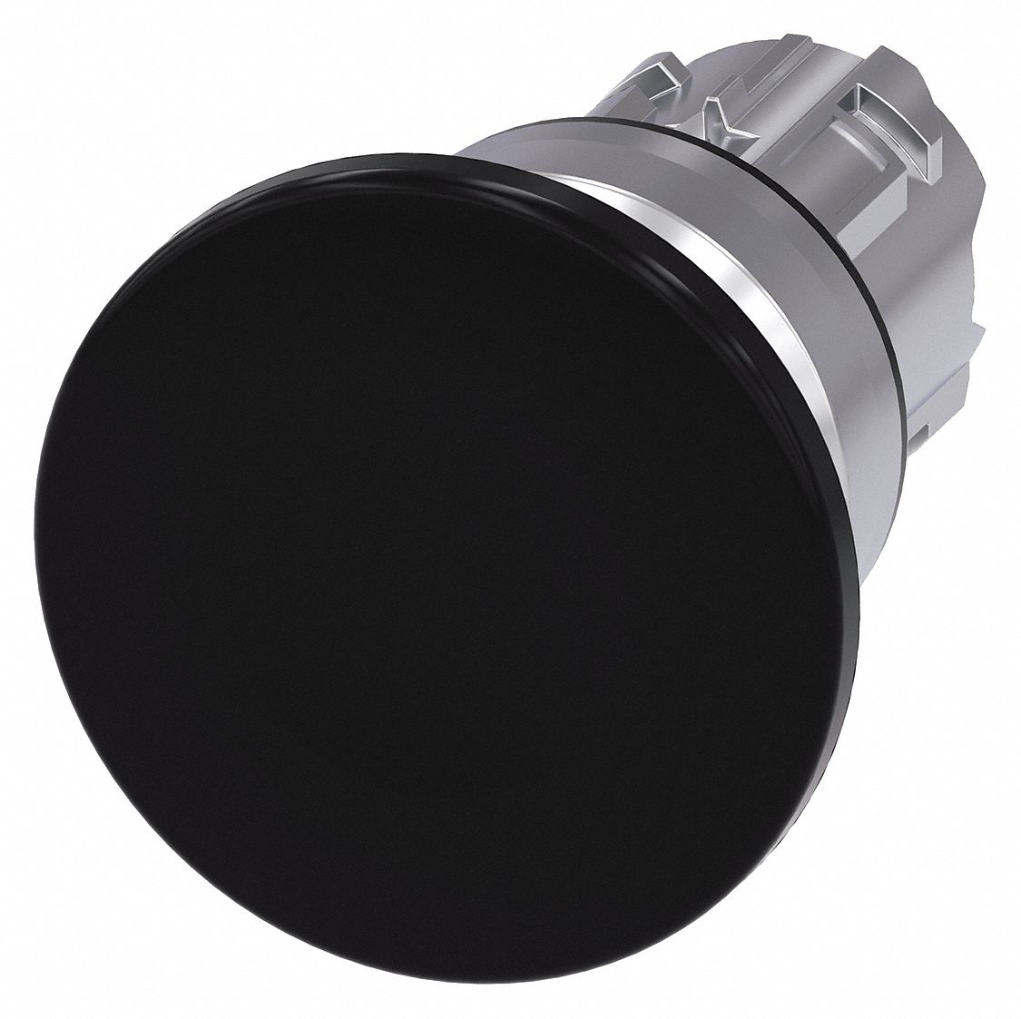 Mushroom Head Push Button: Black, 22 mm Mounting Size, Metallic, Momentary