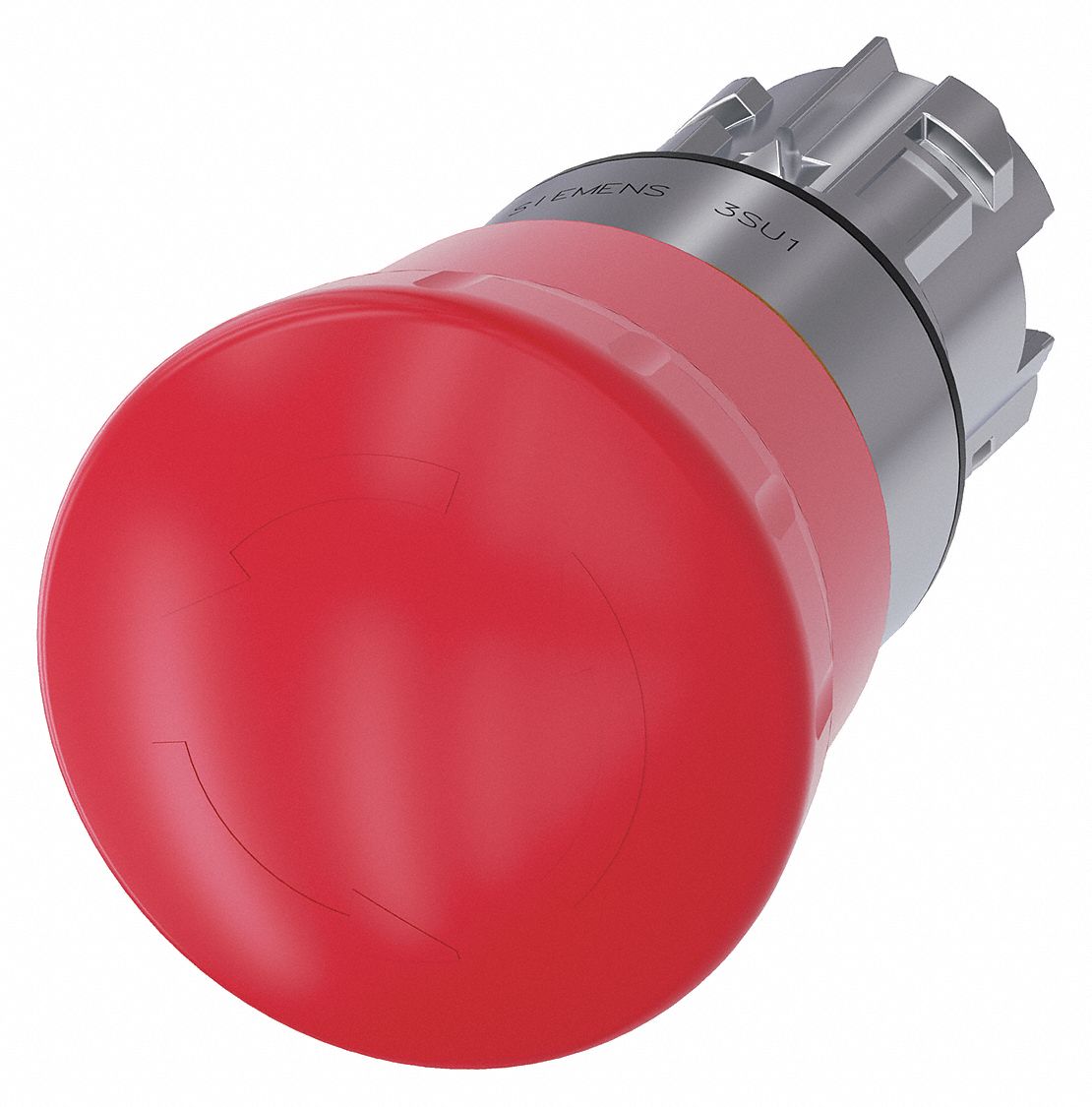 Mushroom Head Push Button: Red, 22 mm Mounting Size, Metallic, Maintained