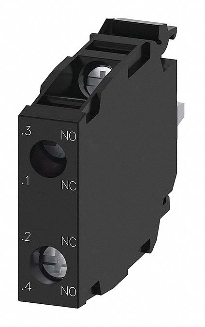 Contact Block: 22 mm Panel Mounting Size, 1NO/1NC, Momentary, 3SU1 Series, Screw Terminals
