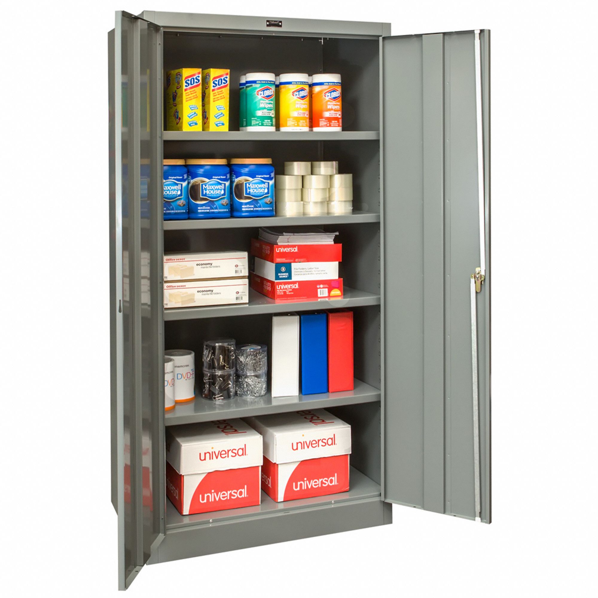Storage Cabinet: 36 in x 24 in x 72 in, Swing  Handle & Keyed, 24 ga Panel Thick
