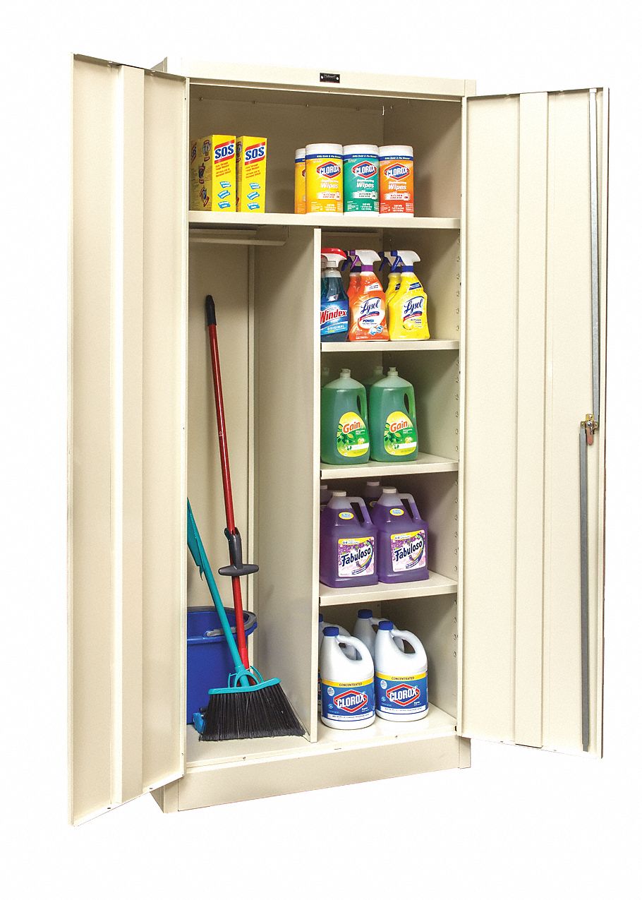 APPROVED VENDOR Storage Cabinet: 36 in x 24 in x 72 in, 4 Shelves, Swing  Handle & Keyed, 24 ga Panel