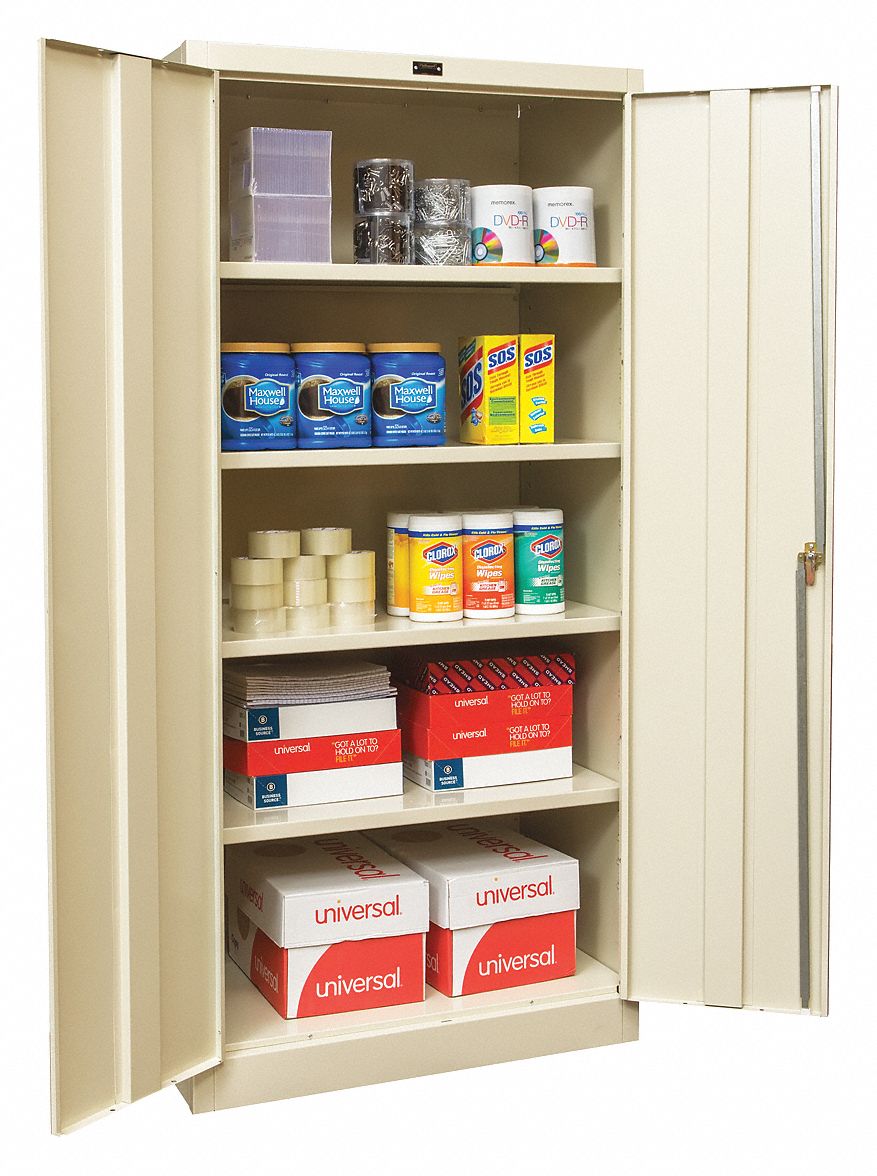 Storage Cabinet: 36 in x 24 in x 78 in, Swing  Handle & Keyed, 22 ga Panel Thick