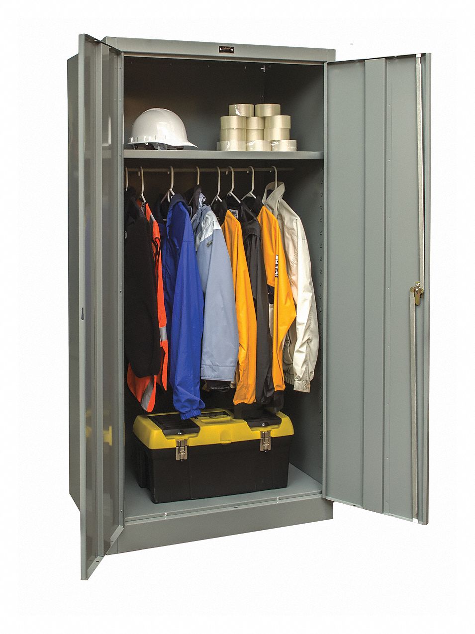 Storage Cabinet: 36 in x 24 in x 78 in, 1 Adj Shelf, Swing Handle & Keyed, Frame