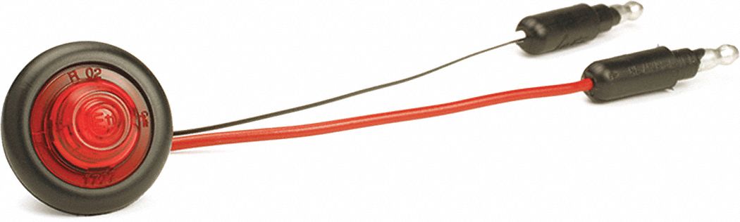 MicroNova DOT Clearance Marker Light: Clearance Light, LED, Round, Surface Mount, Red, Grommet