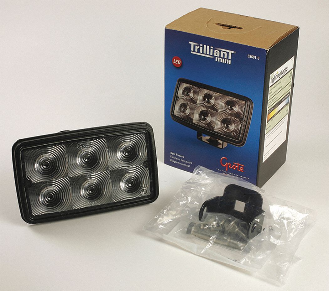 Vehicle Work Light: Rectangular, Spot, LED, Bracket, Blunt Cut Wires, Universal, Surface Mount