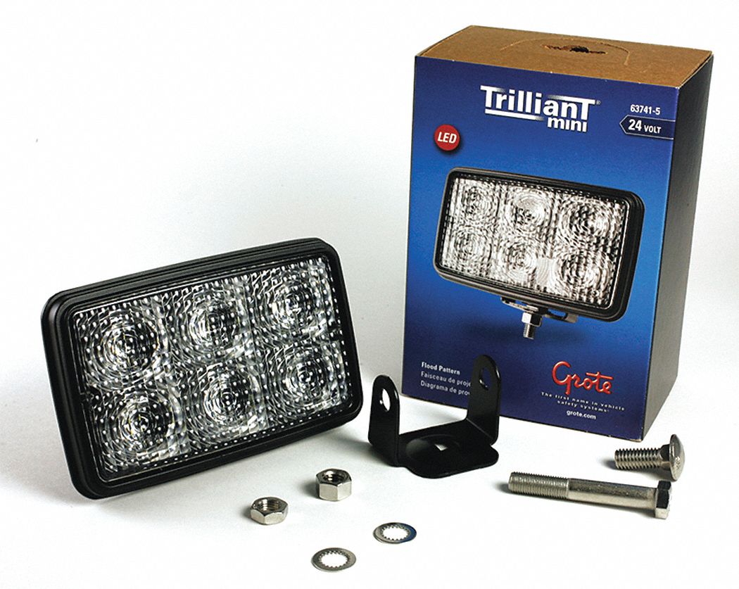 GROTE, Rectangular, Flood, Vehicle Work Light 411Z46637415 Grainger