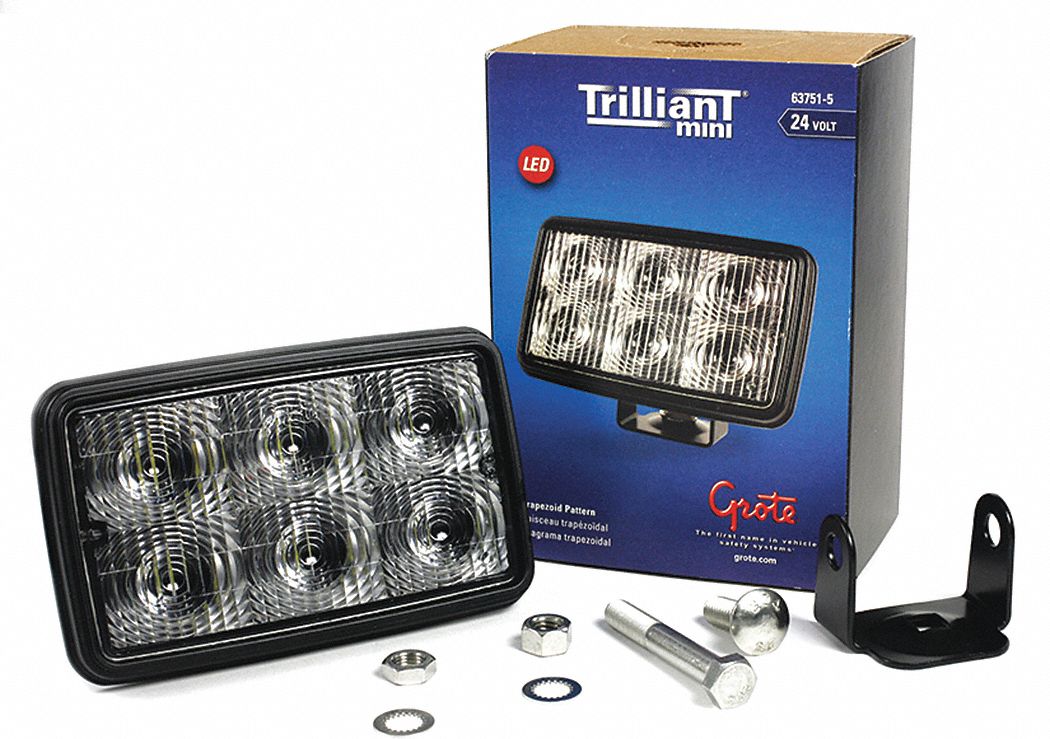 Vehicle Work Light: Rectangular, Trapezoid, LED, Bracket, Blunt Cut Wires, Universal, Black