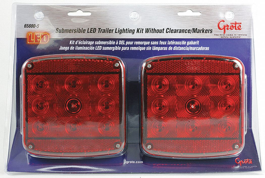 TRAILER LIGHTING KIT 12V LED RED SQUARE