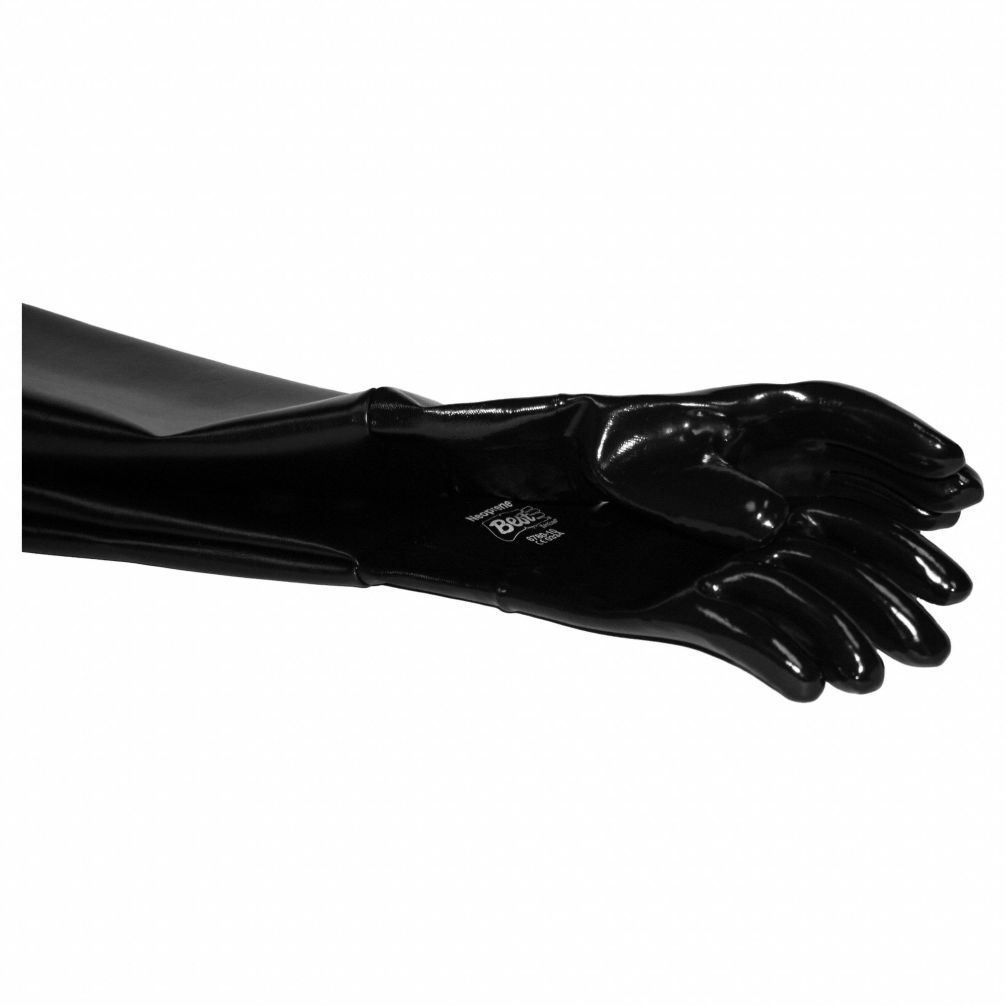 Blasting Glove: Right Hand, 6 in Dia x 24 in L, Neoprene/Vinyl