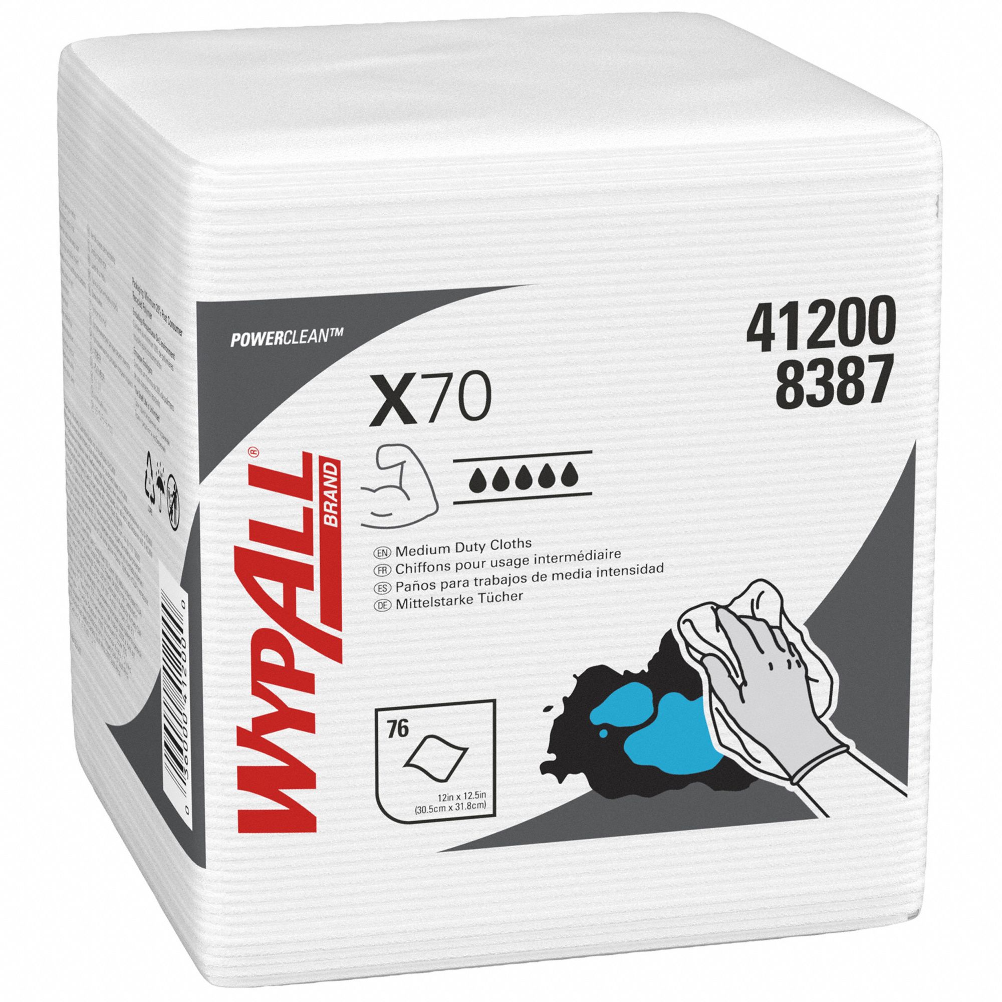 DRY WIPE,12" X 12-1/2",WHITE,PK12