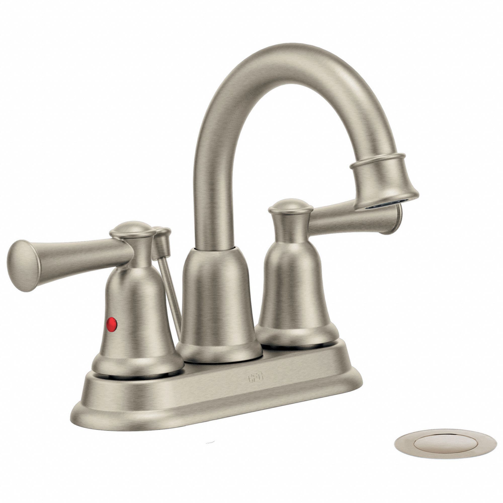 Bathroom Faucet: Cornerstone®, Brushed Nickel Finish, 1.5 gpm Flow Rate, Manual