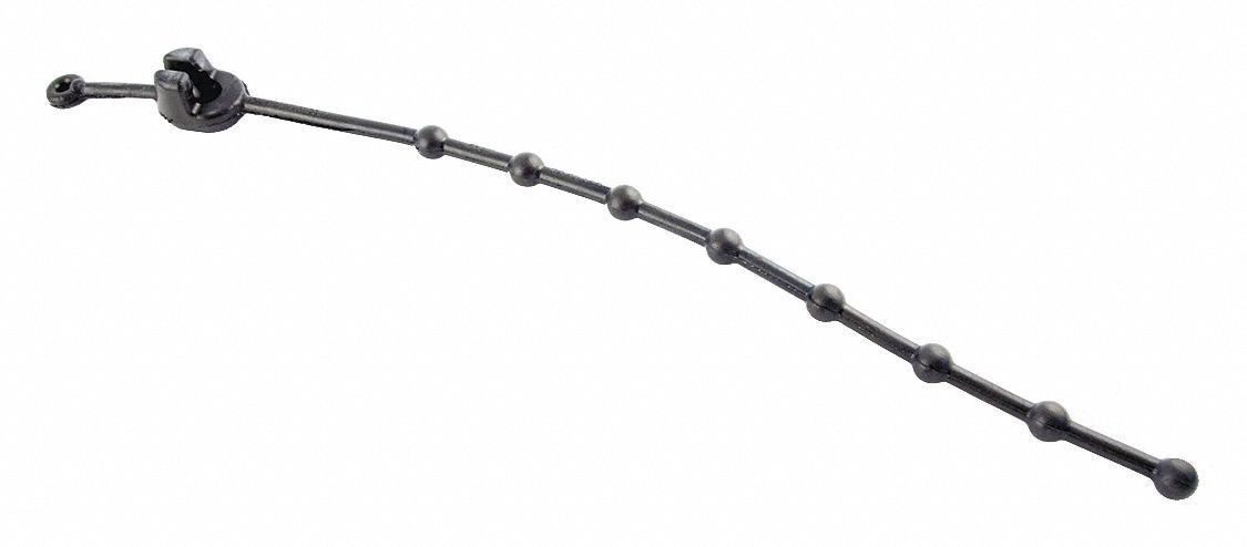 Beaded Cable Tie: 24 in Overall Lg - NEW, 20 in Bundle Dia - Max - NEW, 5/8 in Bead Dia - NEW, Black