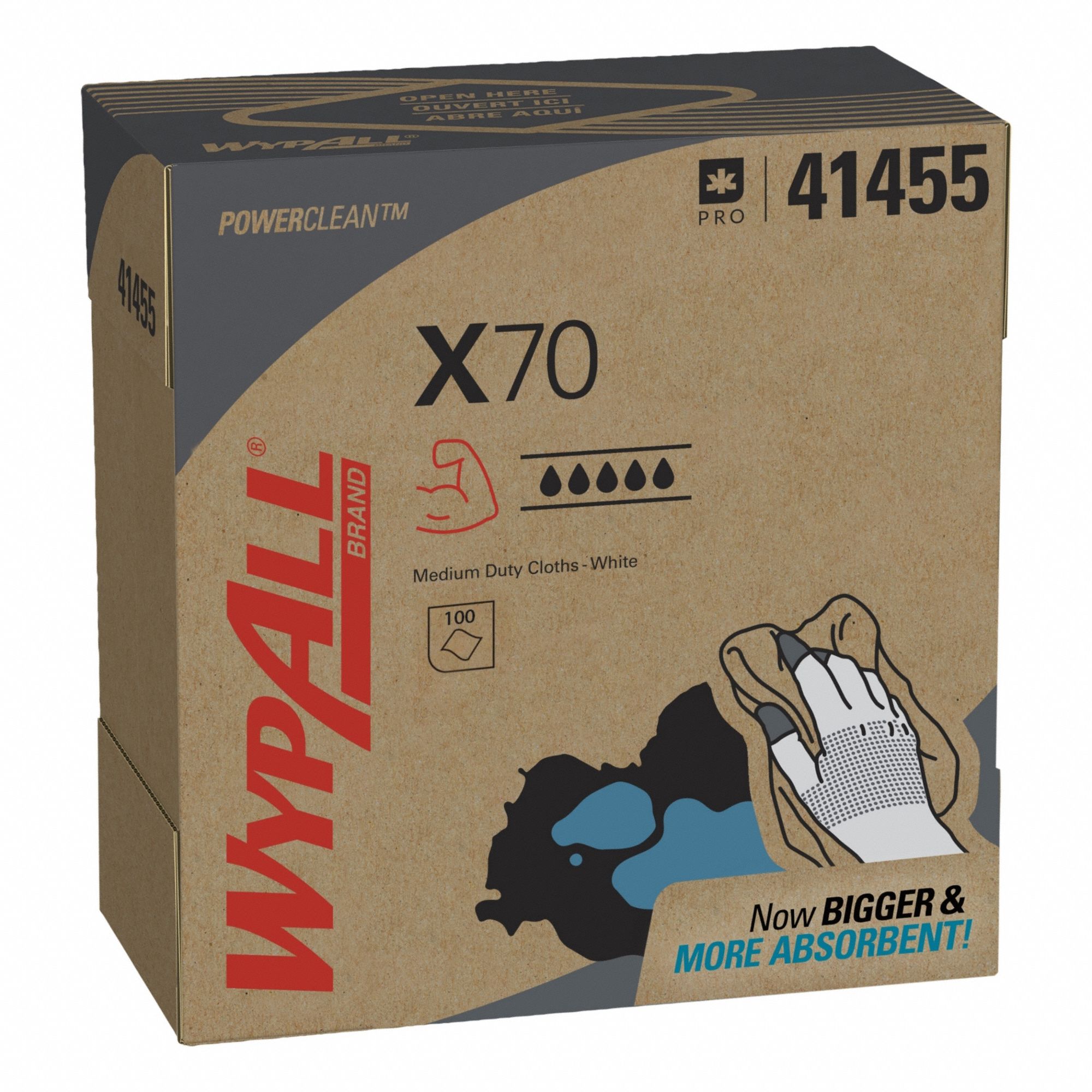 WYPALL, Dispenser Box, Heavy Absorbency, Dry Wipe - 2VHR8|41455