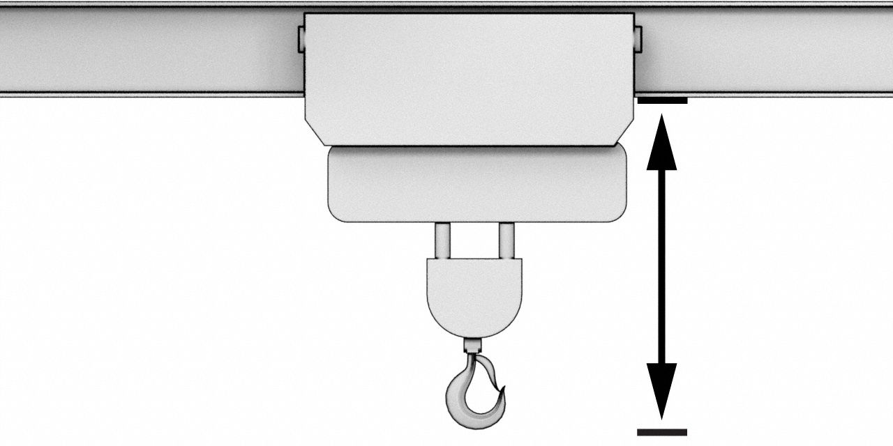 DAYTON, Hook Mounted - No Trolley, 1,500 lb Lifting Capacity
