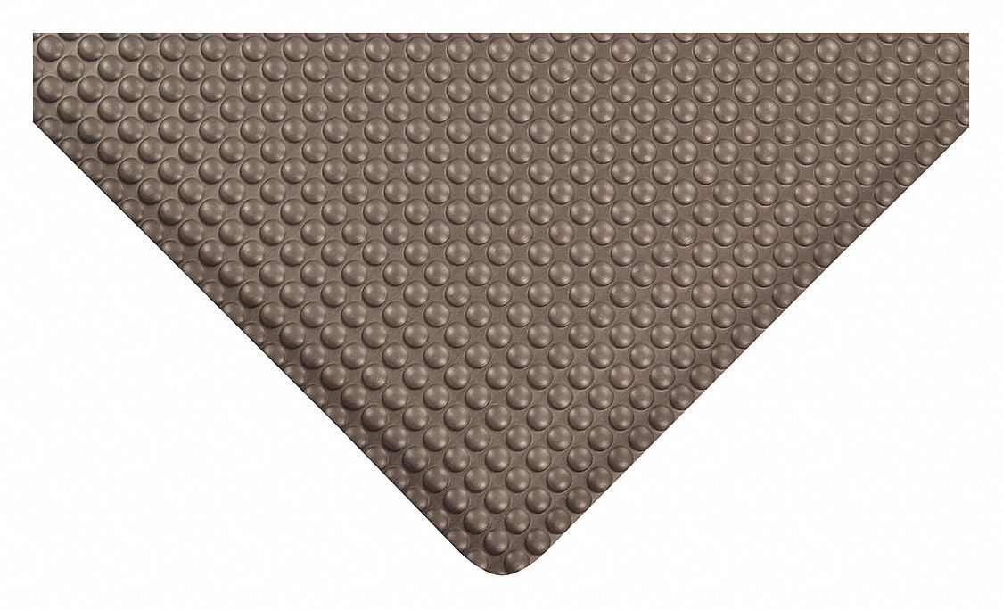 Antifatigue Mat: Bubble, 2 ft x 3 ft, 1 in Thick, Black, Vinyl over PVC Foam, Beveled Edge