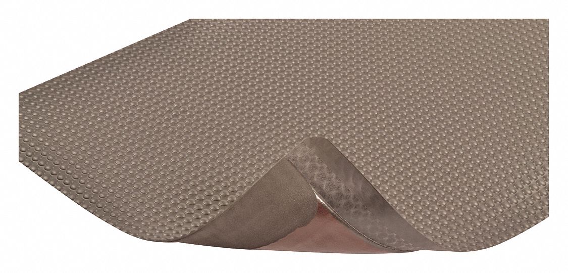 Antifatigue Runner: Bubble, 3 ft x 75 ft, 1/2 in Thick, Black, Vinyl over PVC Foam, Beveled Edge