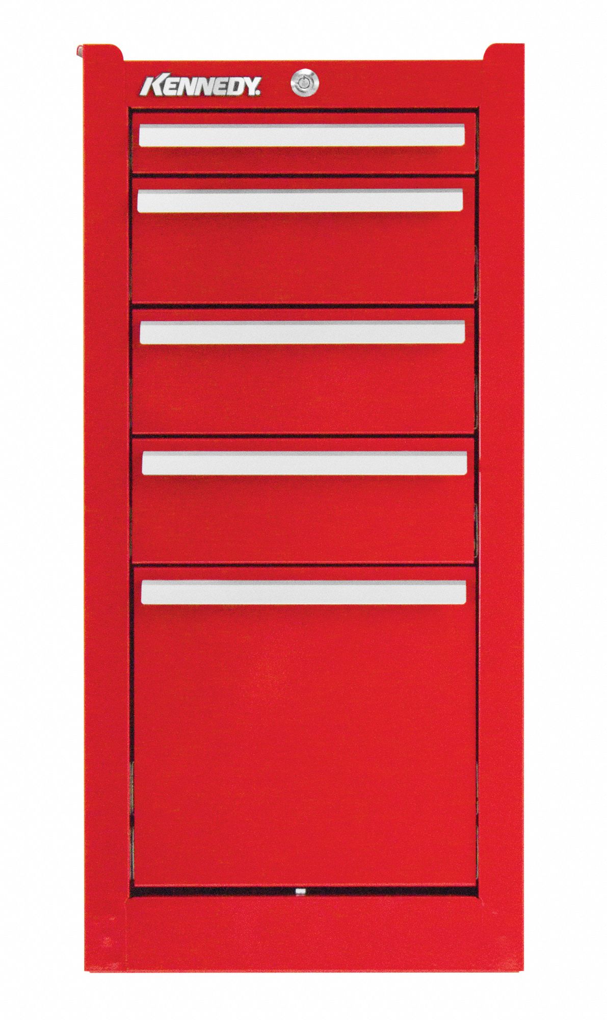 Side Cabinet: Red, 5 Drawers, Keyed, 13 5/8 in W x 18 in D x 29 1/16 in H, K1800