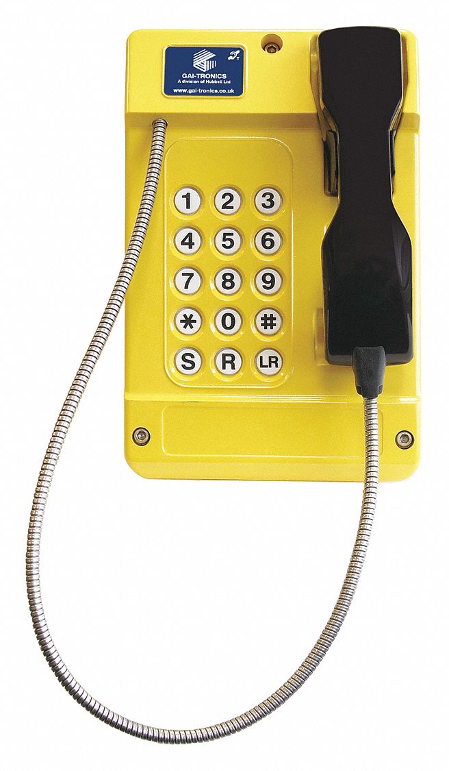 GAITRONICS Telephone, Yellow, Voicemail No 414Y53111