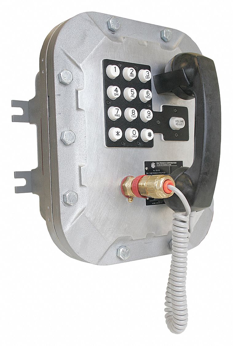 Telephone: Analog, Gray, 1 Handsets, 1 Lines, PSTN, For Haz Area/Ring Relay, Aluminum