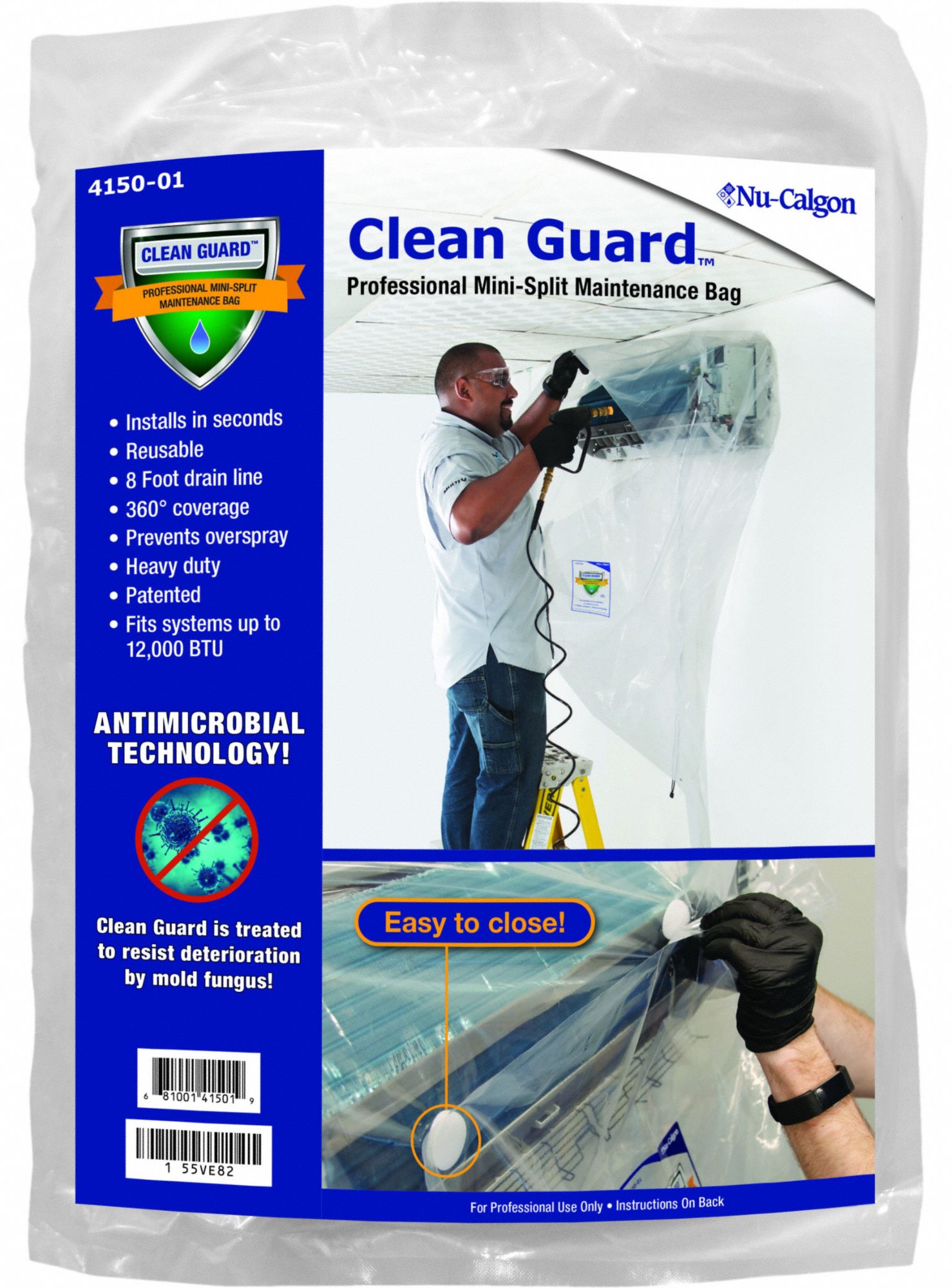 Bag: Mini-Split Systems, 50 in Wd, 8 ft Lg, Plastic, 8 ft Hose/Bag