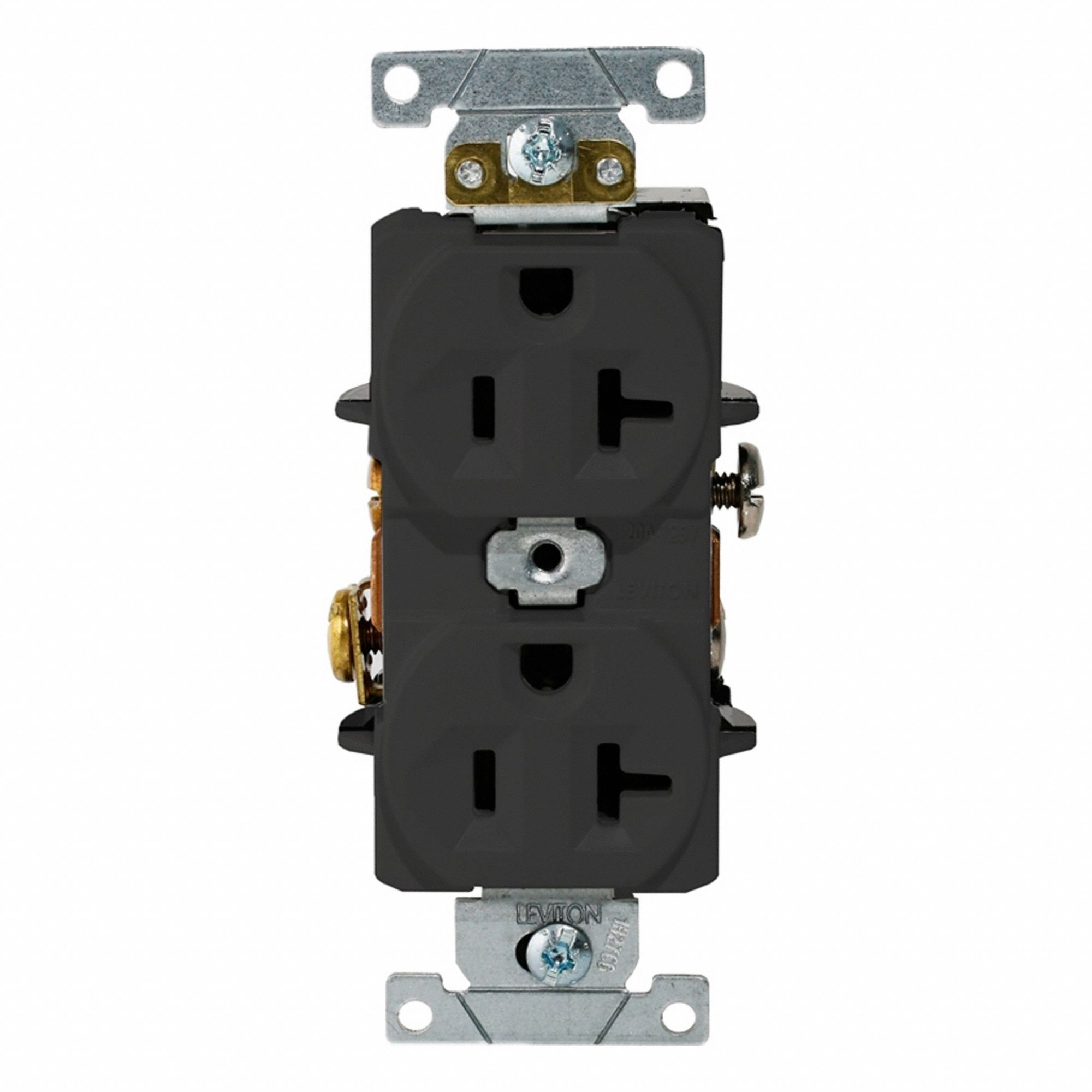 Dup Rec 20A 125V Self-Gr Blk