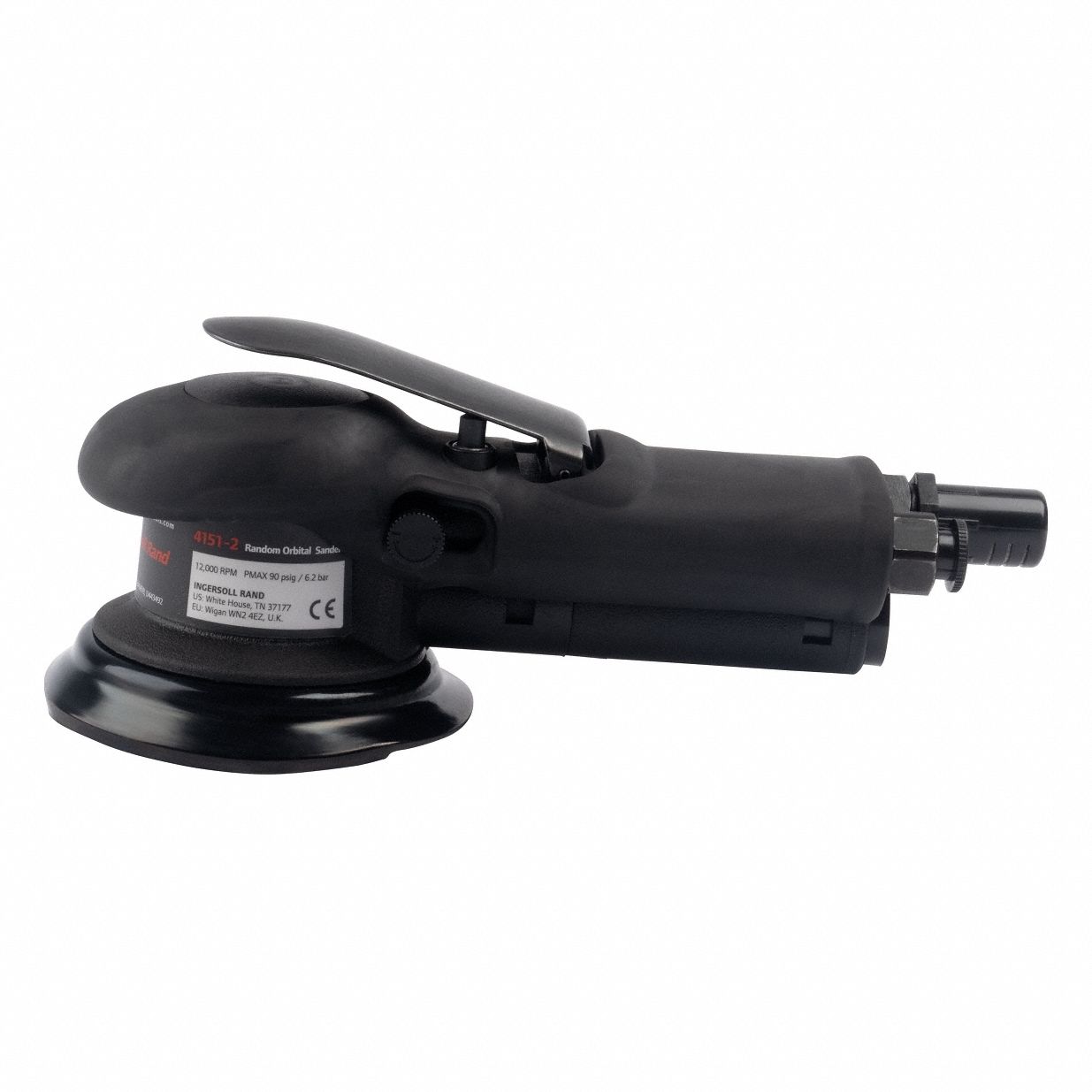 Air Orbital Sander: 6 in, Adhesive, 3/16 in Orbit, Central Vacuum, Heavy Duty, 0.2 hp