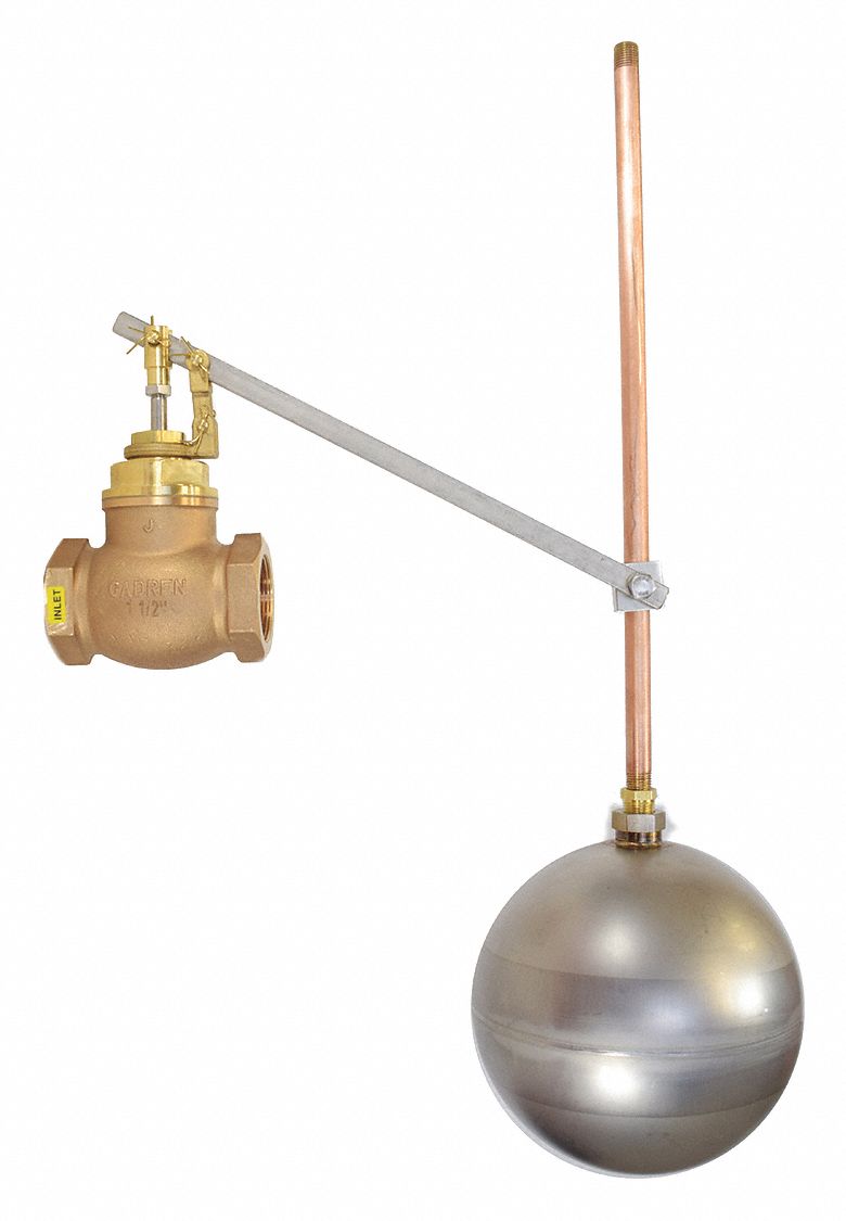 GRAINGER APPROVED PipeMount Float Valve, 1/4 in NPT Rod Thread, Bronze