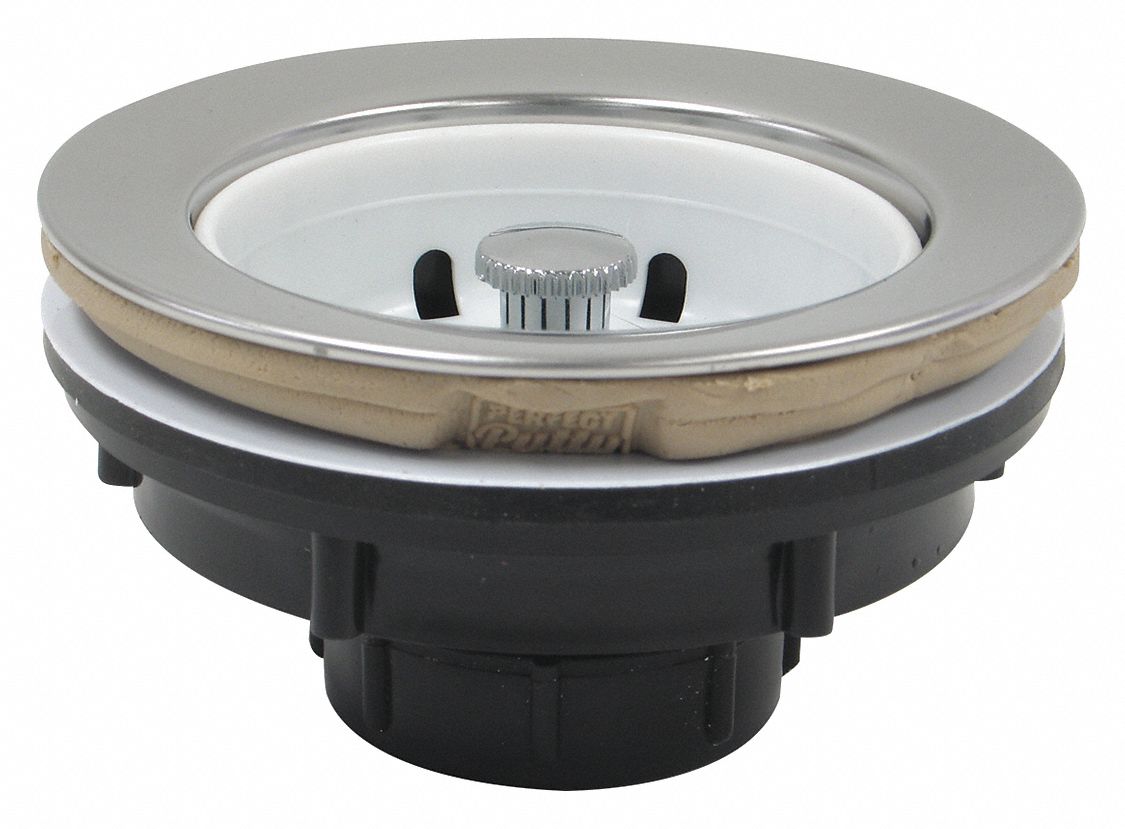 Strainer: 4 1/2 in Overall Dia, 2 1/2 in Overall Ht, 1 1/2 in Pipe Dia, Plastic