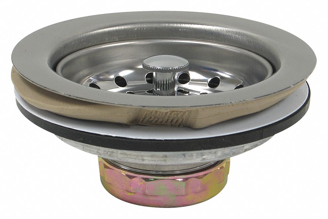 Strainer: 4 1/2 in Overall Dia, 2 1/2 in Overall Ht, 1 1/2 in Pipe Dia, Chrome