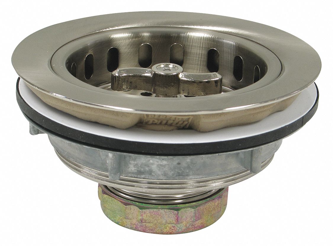 Strainer: 4 1/2 in Overall Dia, 3 in Overall Ht, 1 1/2 in Pipe Dia, Stainless Steel